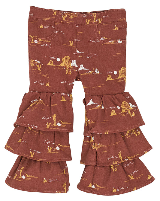 Baby Girls' Tiered Flare Pants by Wrangler from Skip’s Western Outfitters | WRA-112367532-0/3-BROWN