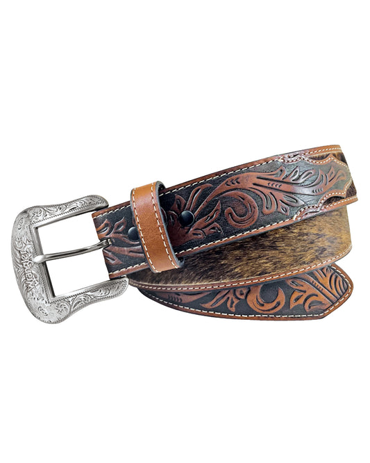 Hair On Hide & Embossed Belt - 7702511-772 by Wrangler Accessories from Skip’s Western Outfitters | GEM-7702511-772-32