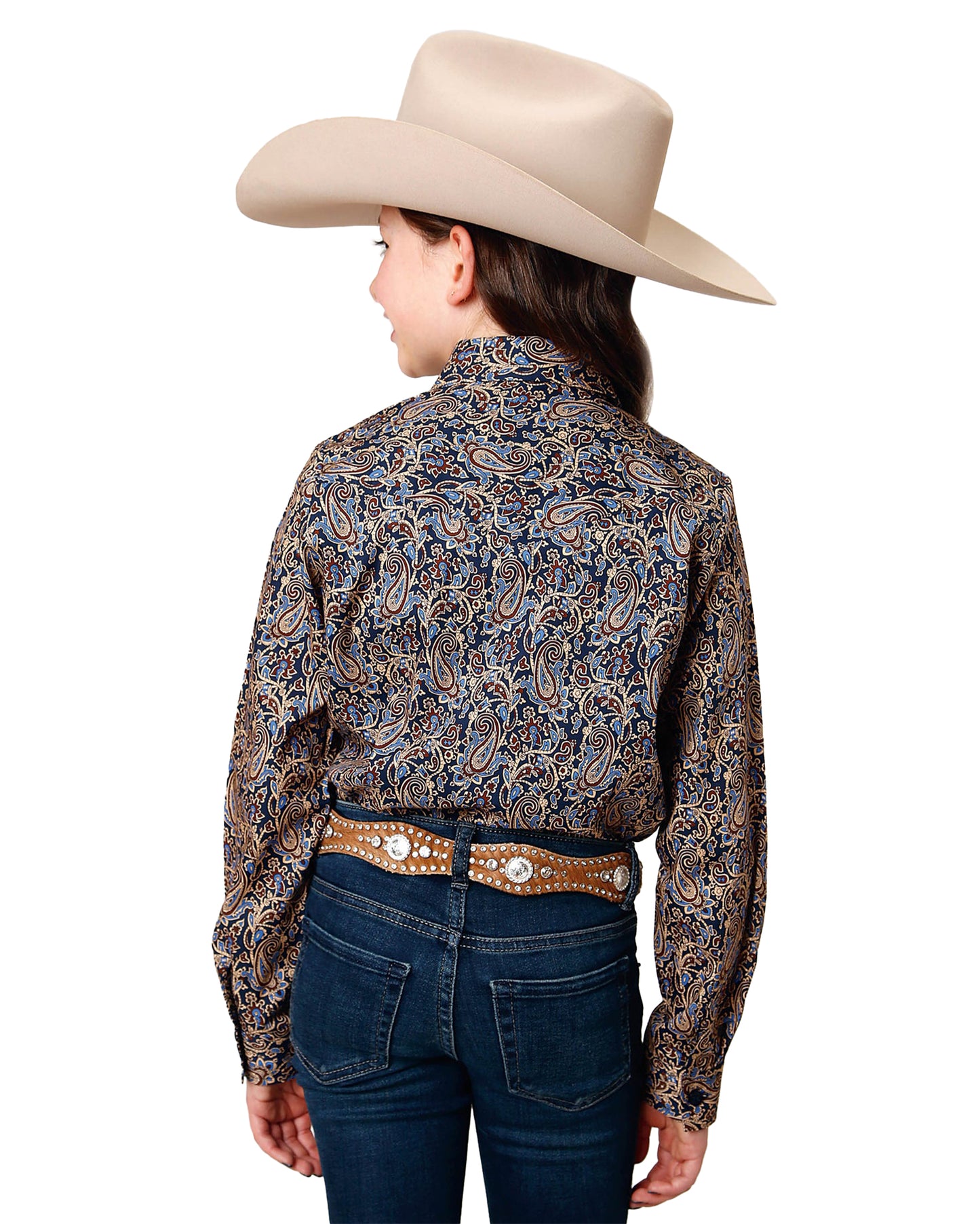 Girls' Long Sleeve Vintage Paisley Western Shirt