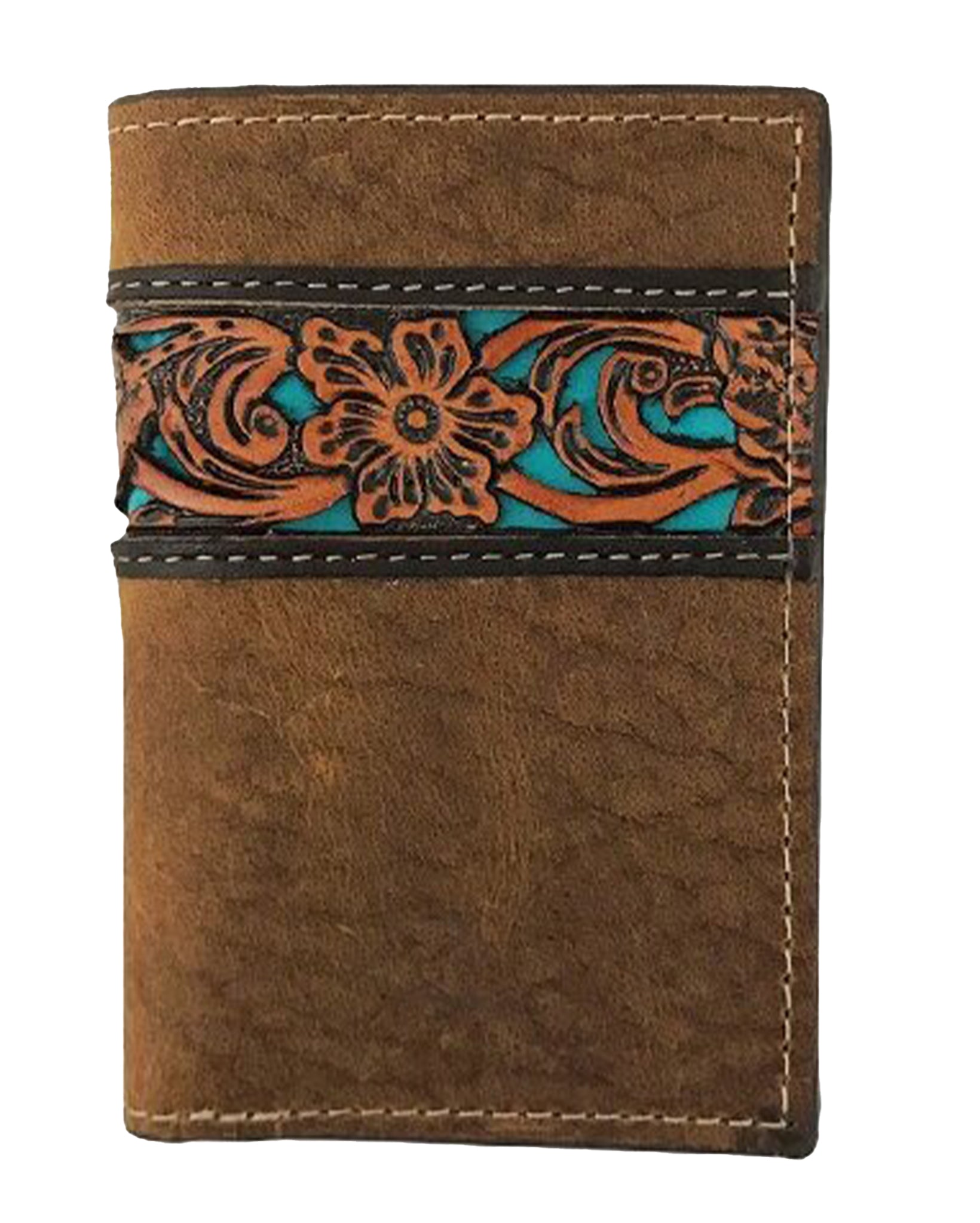 Genuine Leather Trifold Wallet With Pebble Grain Leather by Roper Belts from Skip’s Western Outfitters | GEM-8149000-O/S-TAN