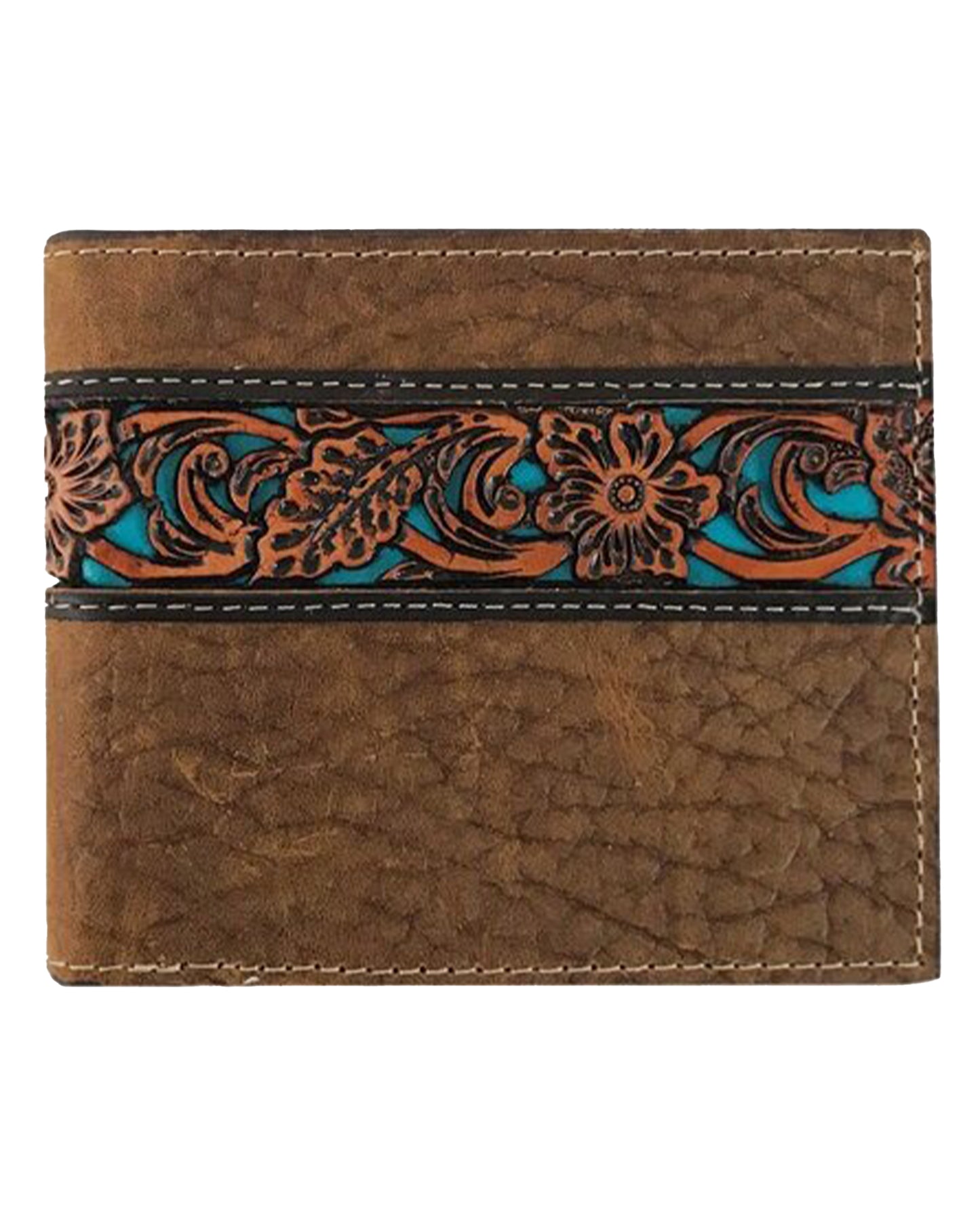 Genuine Leather Bi Fold Wallet With Pebble Grain Leather by Roper Belts from Skip’s Western Outfitters | GEM-8150000-O/S-TAN