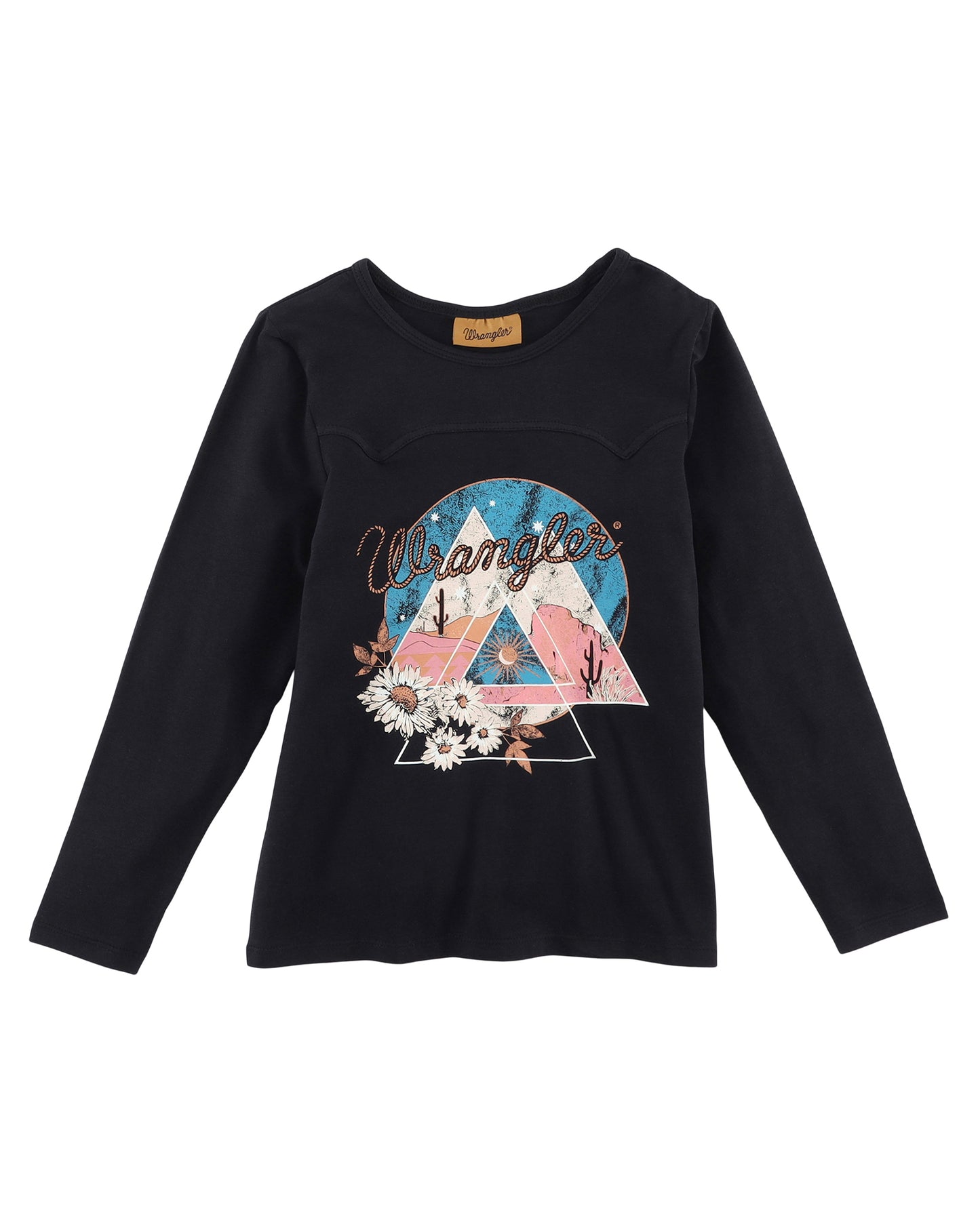Girls' Desert Long Sleeve Graphic T-Shirt by Wrangler from Skip’s Western Outfitters | WRA-112338530-XS-BLACK