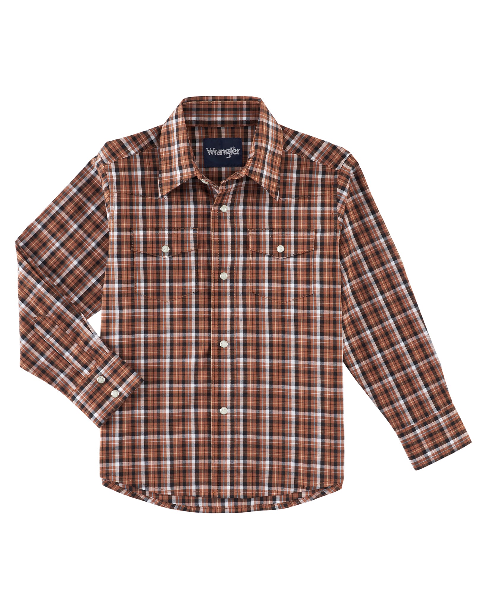 Boys' Wrinkle Resist Long Sleeve Western Shirt by Wrangler from Skip’s Western Outfitters | WRA-112318677-XXS-REG