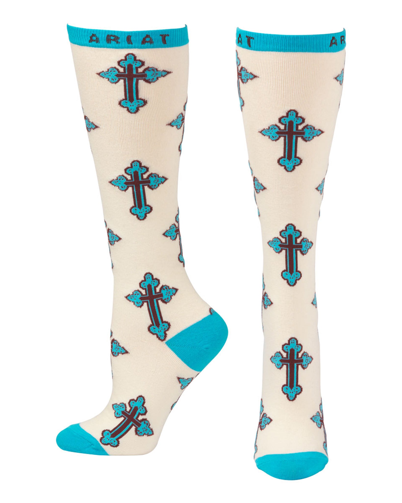 Cross Design Knee Socks by Ariat Accessories from Skip’s Western Outfitters | MFW-A10012154-OSFA-TURQ