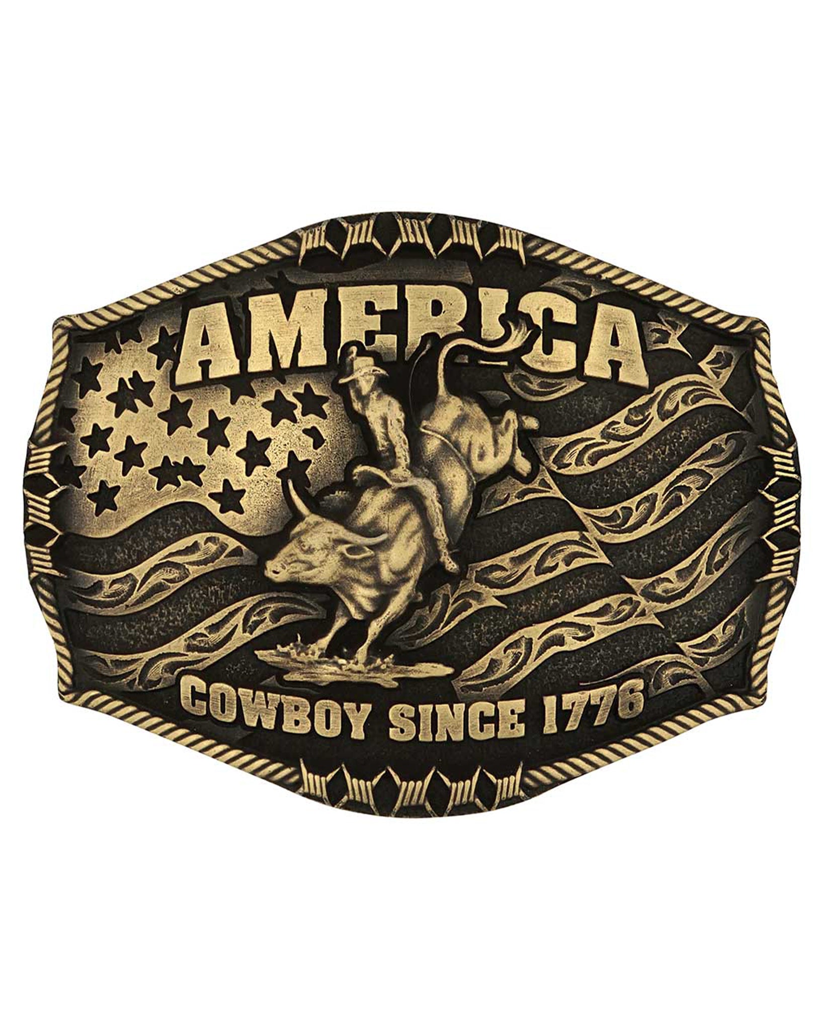 Cowboy Since 1776 Attitude Buckle by Montana Silversmiths from Skip’s Western Outfitters | MON-A1002C-O/S