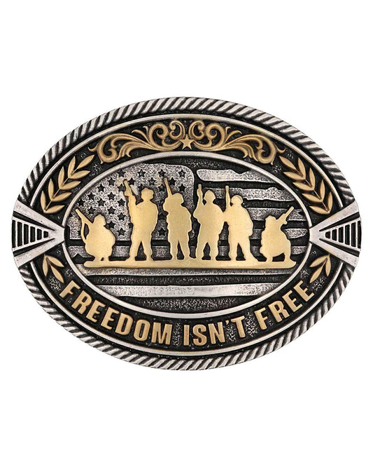 Freedom Isn't Free Attitude Buckle by Montana Silversmiths from Skip’s Western Outfitters | MON-A1012P-O/S