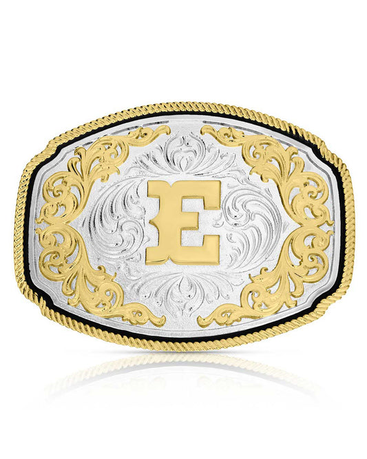 Western Initial "E" Buckle by Montana Silversmiths from Skip’s Western Outfitters | MON-A1047E-O/S