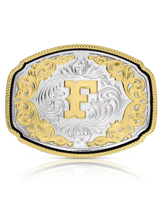 Western Initial "F" Buckle by Montana Silversmiths from Skip’s Western Outfitters | MON-A1047F-O/S