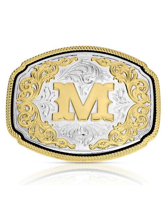 Western Initial "M" Buckle by Montana Silversmiths from Skip’s Western Outfitters | MON-A1047M-O/S