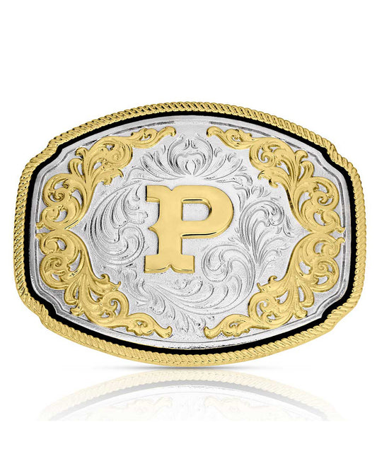 Western Initial "P" Buckle by Montana Silversmiths from Skip’s Western Outfitters | MON-A1047P-O/S