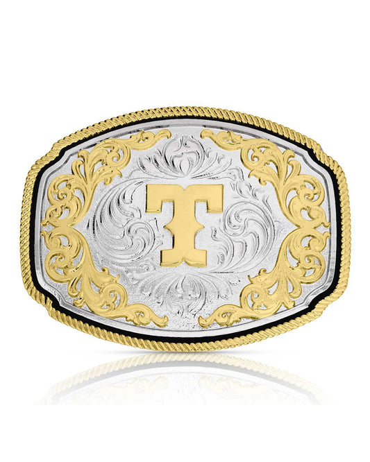 Western Initial "T" Buckle by Montana Silversmiths from Skip’s Western Outfitters | MON-A1047T-O/S