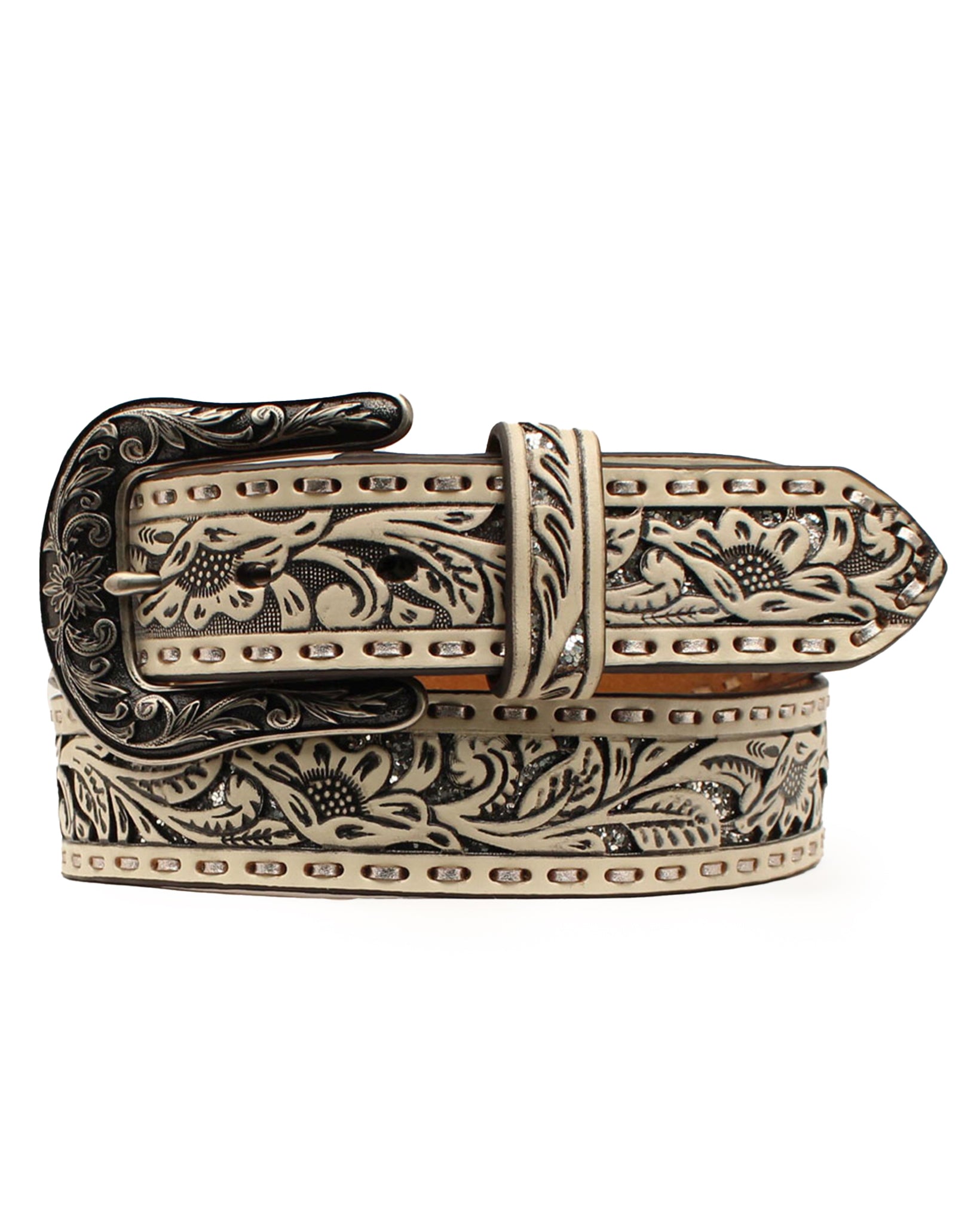 Women's Glitter Underlay Floral Belt by Ariat Accessories from Skip’s Western Outfitters | MFW-A1530205-S