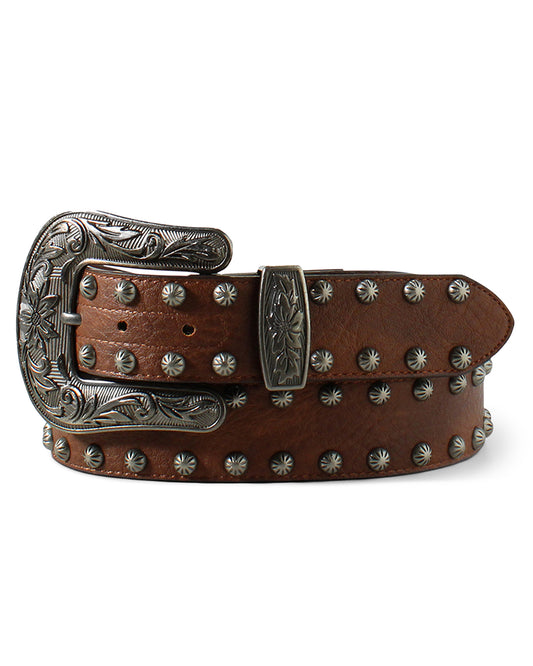 Women's Fluted Nail Head Belt by MFW from Skip’s Western Outfitters | MFW-A1561002-S-BRN
