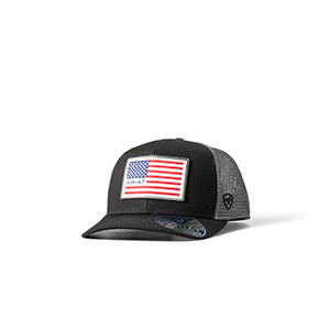 USA Flag Mesh Back Black Hat by Ariat Accessories from Skip’s Western Outfitters | MFW-A300081101-O/S-REG