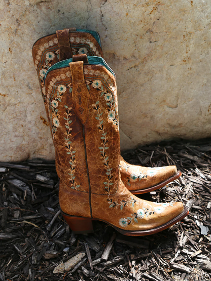 Corral A4439 Women's Handcrafted Snip Toe Cowgirl Boots in Brown at Skip's Western Outfitters