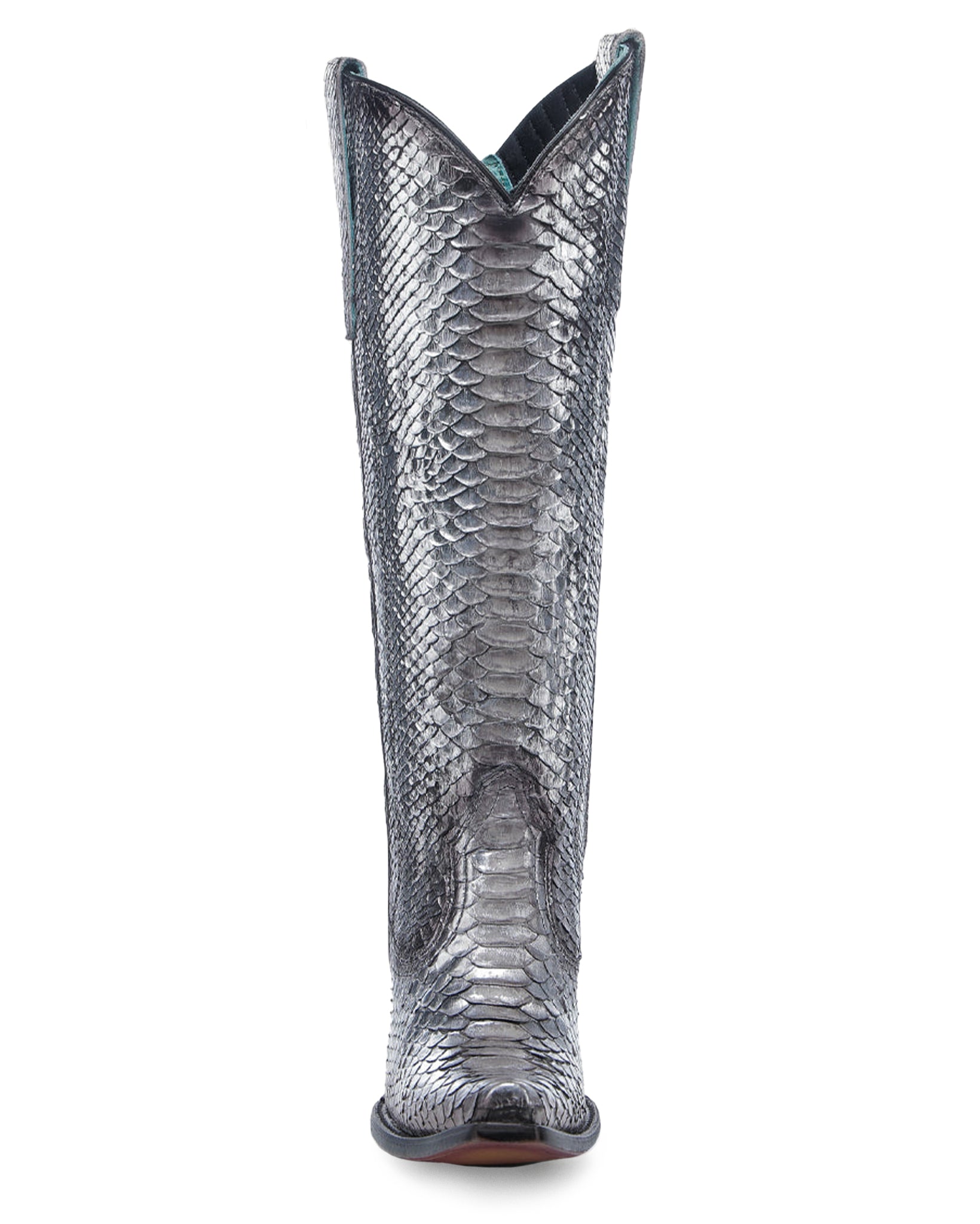 Corral A4716 Women's Handcrafted Snip Toe Exotic Python Skin Cowgirl Boots in Silver at Skip's Western Outfitters