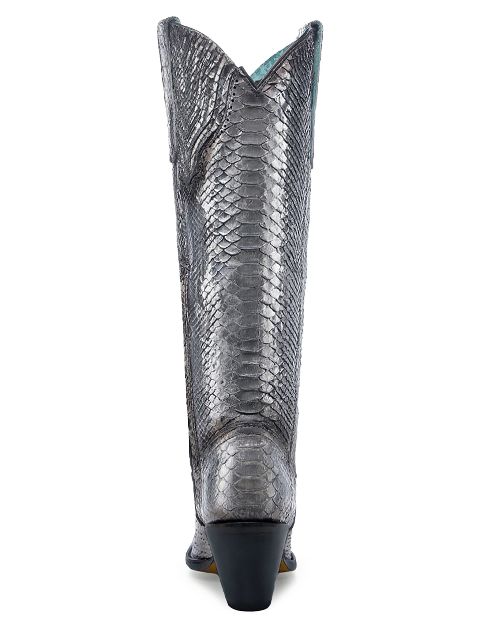 Corral A4716 Women's Handcrafted Snip Toe Exotic Python Skin Cowgirl Boots in Silver at Skip's Western Outfitters
