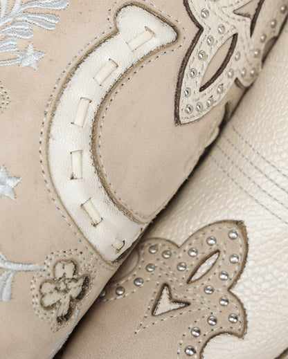 Women's Bone Horseshoe Overlay & Embroidery & Studs & Handwoven - A5069