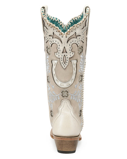 Women's Bone Horseshoe Overlay & Embroidery & Studs & Handwoven - A5069