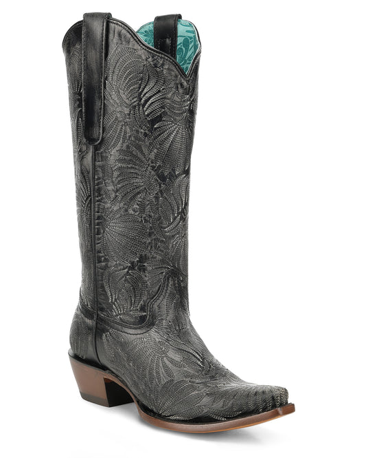 Women's Distressed Petal Embroidered Western Boots - A5083