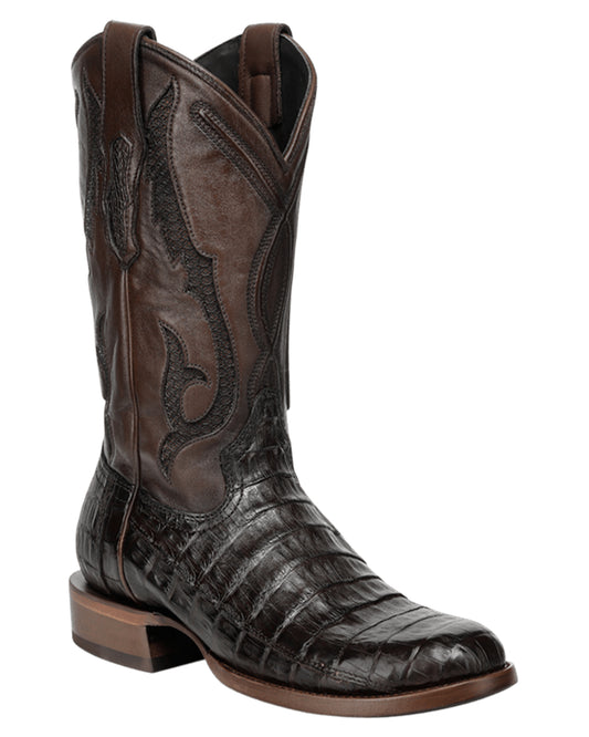Men's Brown Caiman Inlay Round Toe Western Boots - A5101 by Corral from Skip’s Western Outfitters | COR-A5101-060-D