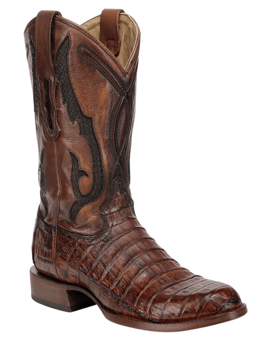 Men's Honey Caiman Inlay Round Toe Western Boots - A5103 by Corral from Skip’s Western Outfitters | COR-A5103-060-D