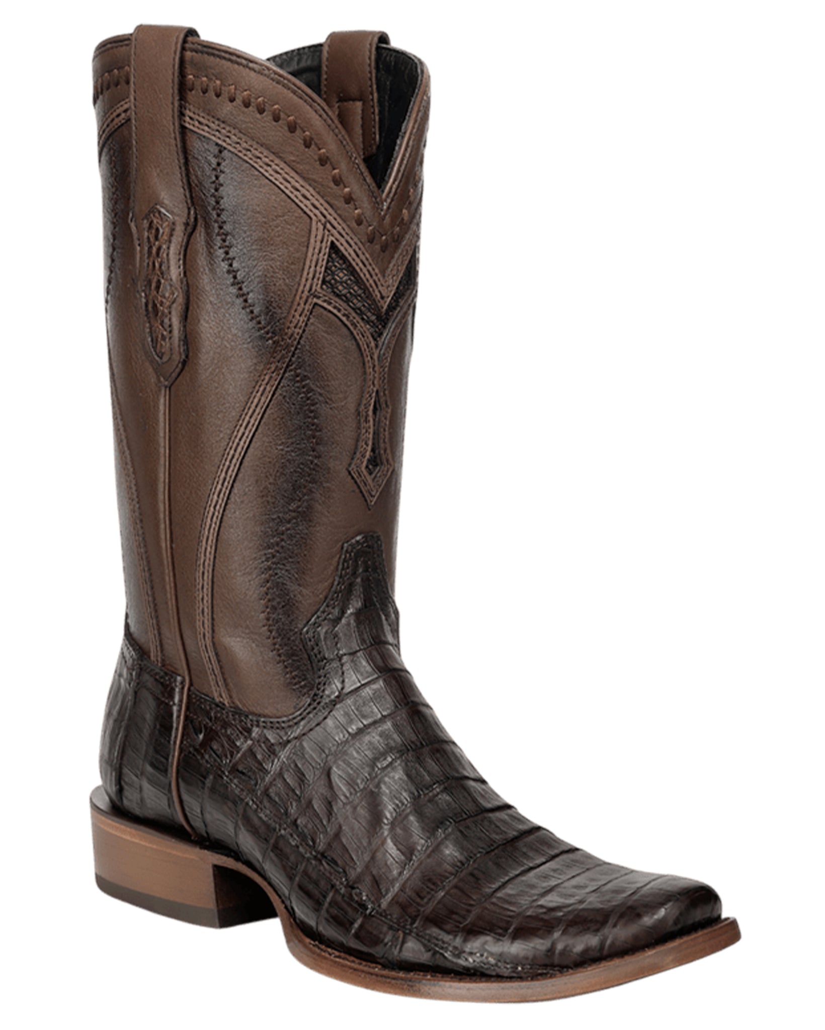 Men's Brown Caiman Inlay Narrow Square Toe Western Boots - A5108 by Corral from Skip’s Western Outfitters | COR-A5108-060-D