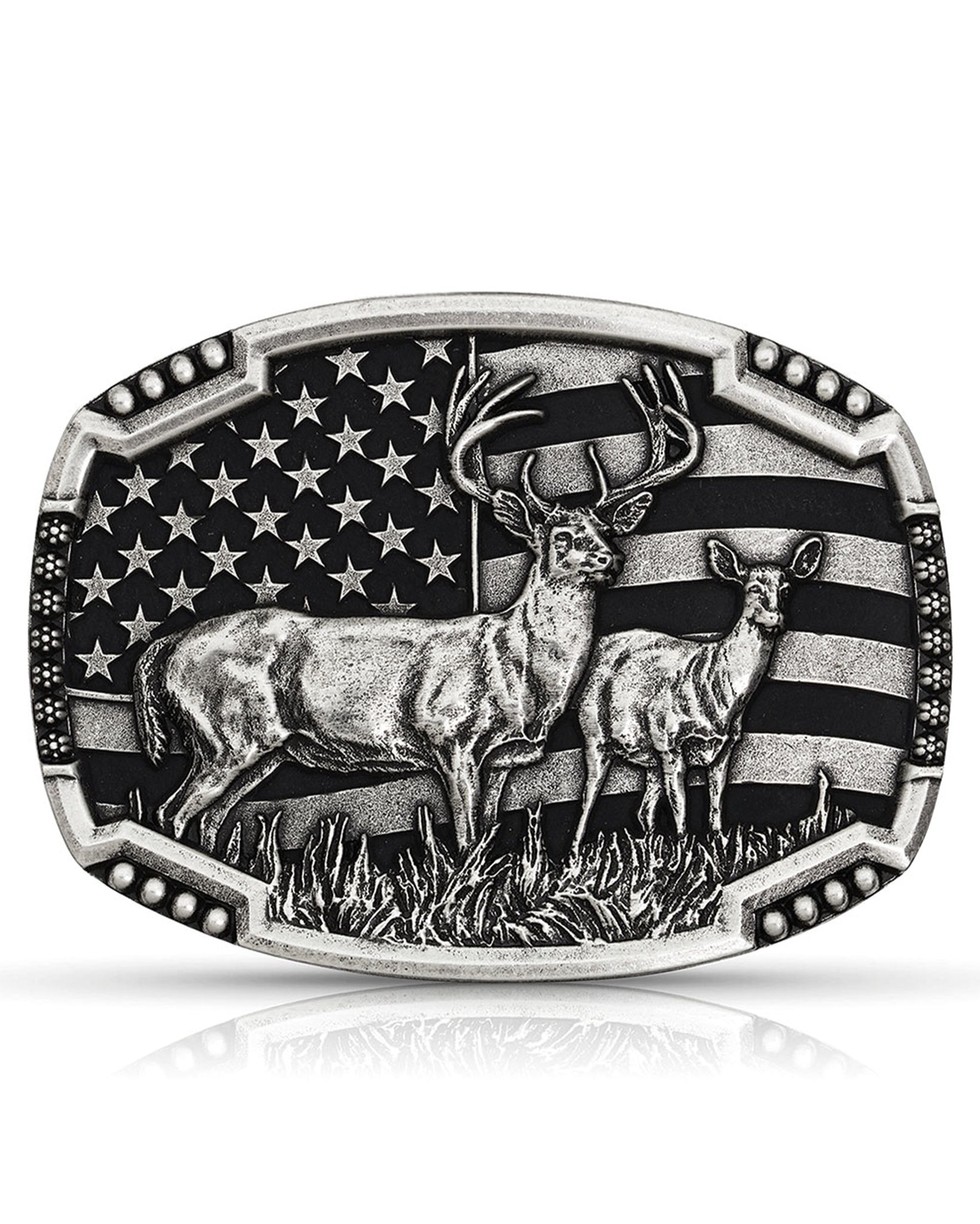 Deer Belt Buckle by Montana Silversmiths from Skip’s Western Outfitters | MON-A785S-O/S-REG