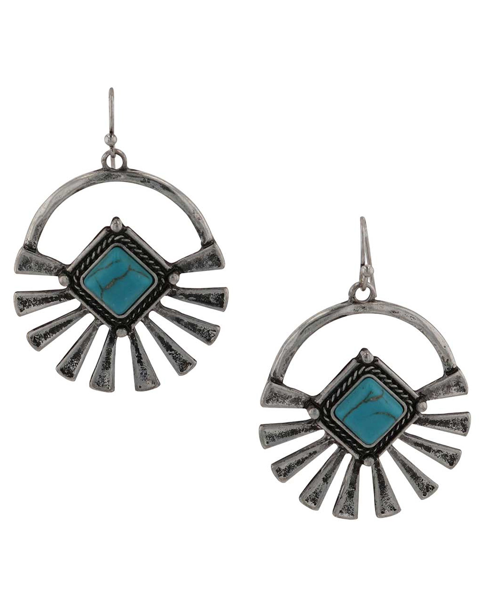 Sunburst Sky Turquoise Earrings by Montana Silversmiths from Skip’s Western Outfitters | MON-AER6045-O/S