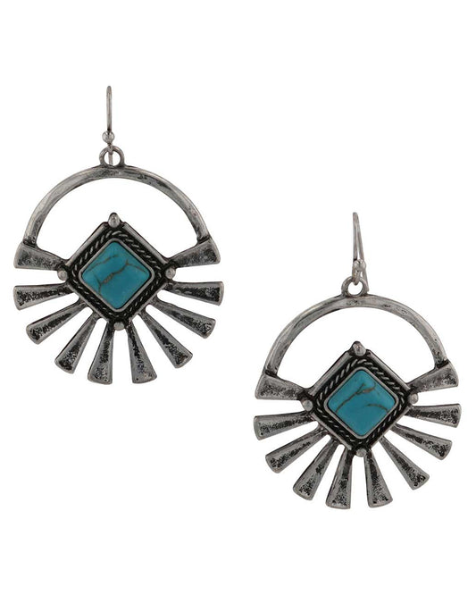 Sunburst Sky Turquoise Earrings by Montana Silversmiths from Skip’s Western Outfitters | MON-AER6045-O/S