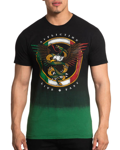 Men's Heritage T-Shirt by Affliction from Skip’s Western Outfitters | AFL-A25166-XS-BLACK/GREEN-DIP-DYE