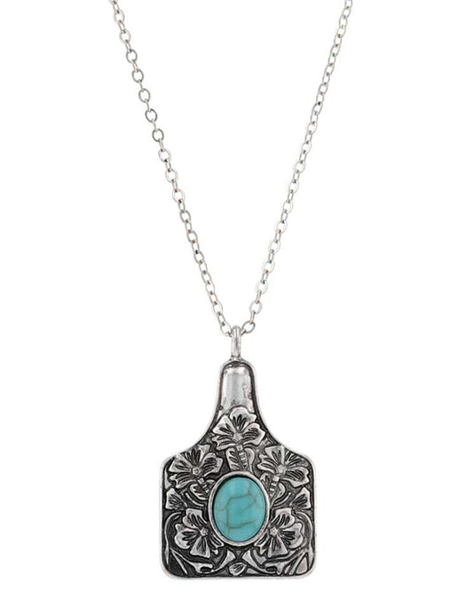 Floral Cowtag Attitude Necklace - Anc5929 by Montana Silversmiths from Skip’s Western Outfitters | MON-ANC5929-O/S