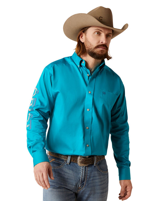 Men's Team Logo Twill Classic Fit Shirt by Ariat from Skip’s Western Outfitters | ARI-10046720-XS-EnamelBlue