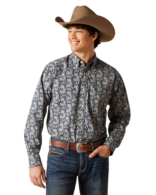 Men's Wrinkle Free Kohen Classic Fit Shirt by Ariat from Skip’s Western Outfitters | ARI-10046201-SML-DeepPacific