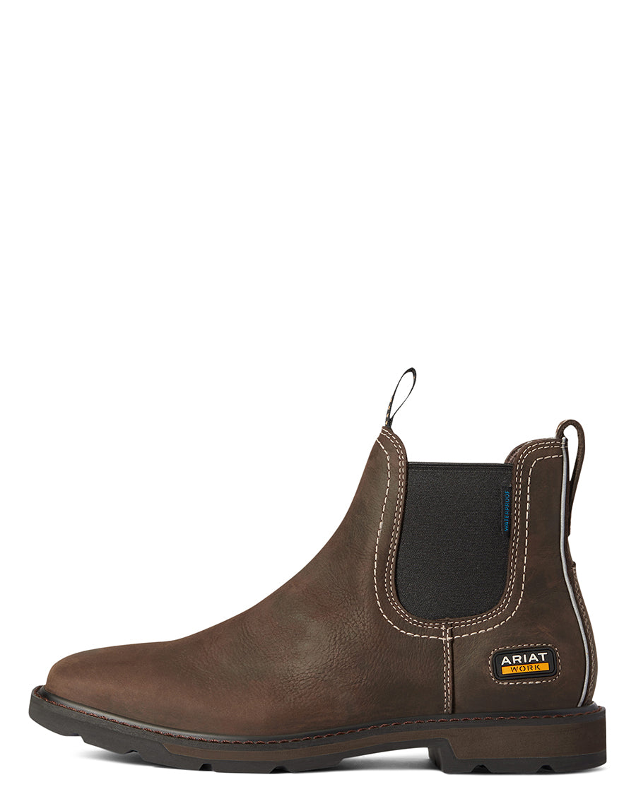 Men's Groundbreaker Chelsea Wide Square Toe Waterproof Work Boots by Ariat from Skip's Western Outfitters