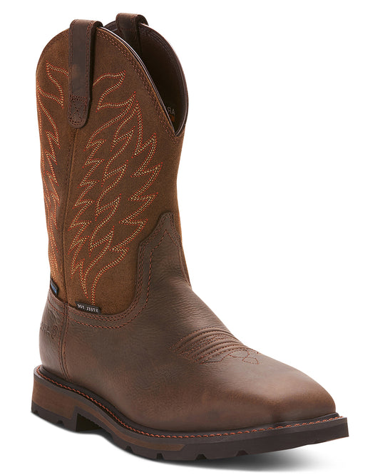 Men's Groundbreaker Wide Square Toe Waterproof Steel Toe Work Boots by Ariat from Skip’s Western Outfitters | ARI-10024992-070-D