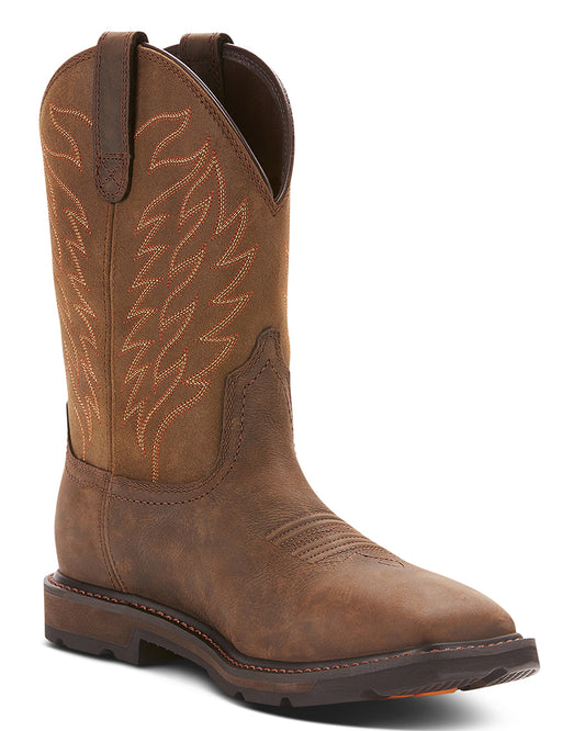 Men's Groundbreaker Wide Square Toe Waterproof Work Boots by Ariat from Skip’s Western Outfitters | ARI-10024984-070-D
