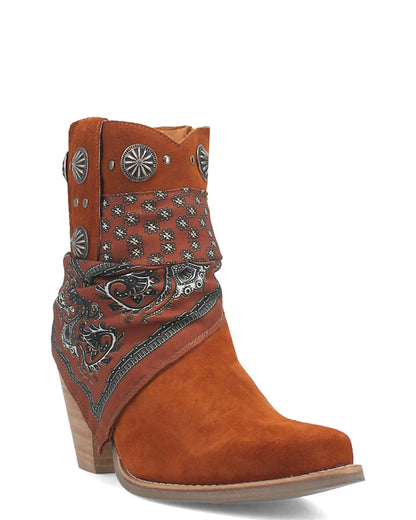 Dingo Women's Bandida Western Boots in Brown with Medium Square Toe at Skip's Western Outfitters | DI184-BROWN