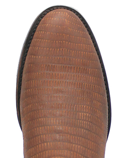 Dingo Men's Saw Buck Lizard Print Western Boots in Brown with Round Toe at Skip's Western Outfitters | DI140-BROWN