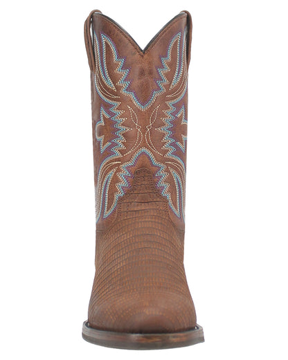 Dingo Men's Saw Buck Lizard Print Western Boots in Brown with Round Toe at Skip's Western Outfitters | DI140-BROWN