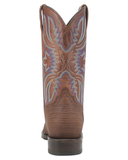 Dingo Men's Saw Buck Lizard Print Western Boots in Brown with Round Toe at Skip's Western Outfitters | DI140-BROWN