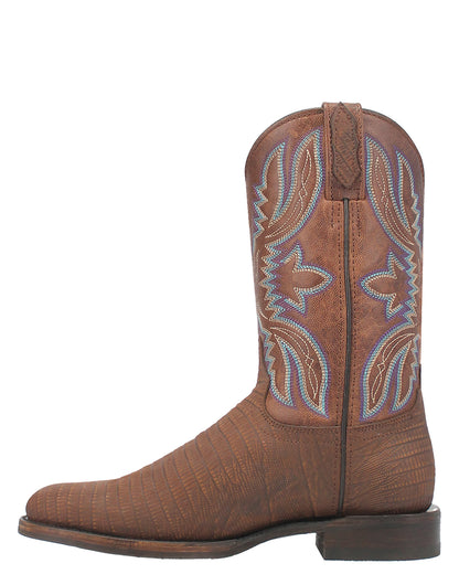 Dingo Men's Saw Buck Lizard Print Western Boots in Brown with Round Toe at Skip's Western Outfitters | DI140-BROWN