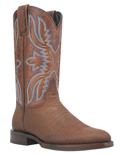 Dingo Men's Saw Buck Lizard Print Western Boots in Brown with Round Toe at Skip's Western Outfitters | DI140-BROWN
