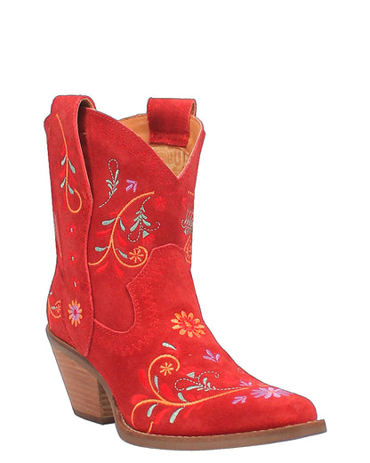 Dingo Women's Sugar Bug Western Booties in Red with Medium Square Toe at Skip's Western Outfitters | DI179-RED
