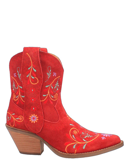Dingo Women's Sugar Bug Western Booties in Red with Medium Square Toe at Skip's Western Outfitters | DI179-RED