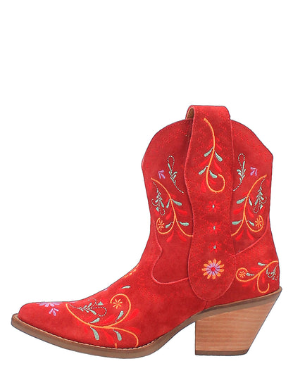 Dingo Women's Sugar Bug Western Booties in Red with Medium Square Toe at Skip's Western Outfitters | DI179-RED