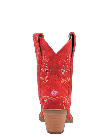 Dingo Women's Sugar Bug Western Booties in Red with Medium Square Toe at Skip's Western Outfitters | DI179-RED
