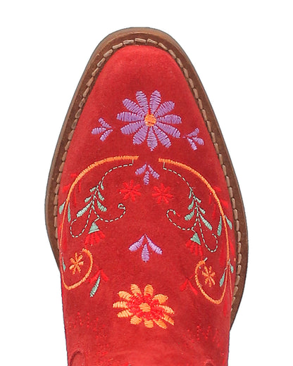 Dingo Women's Sugar Bug Western Booties in Red with Medium Square Toe at Skip's Western Outfitters | DI179-RED