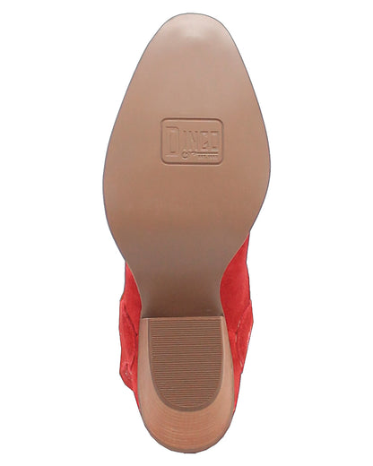 Dingo Women's Sugar Bug Western Booties in Red with Medium Square Toe at Skip's Western Outfitters | DI179-RED