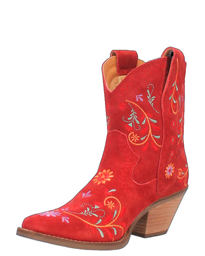 Dingo Women's Sugar Bug Western Booties in Red with Medium Square Toe at Skip's Western Outfitters | DI179-RED